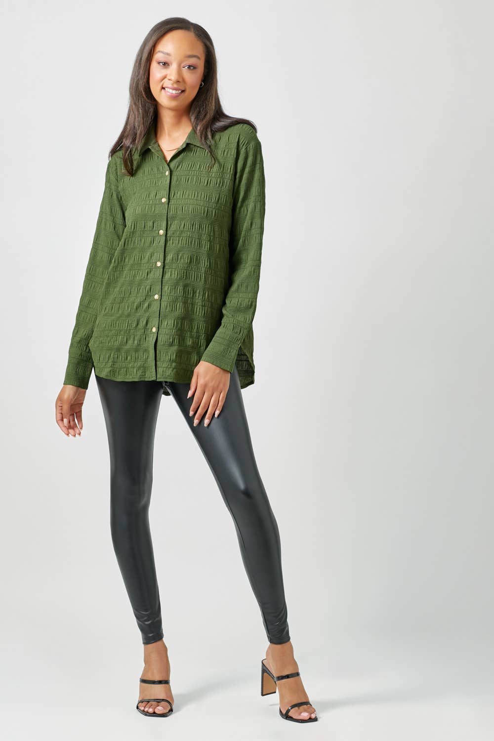 Mystree - Wholesale Button Down Shirt - Women's - 60209 Textured Button Down Shirt26