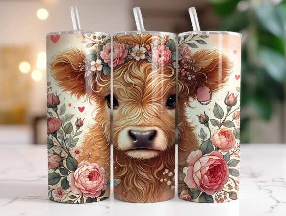 SubliMasterUK – wholesale Insulated mug/tumbler – Highland Cow / Handmade Tumbler Stainless Steel -20 OZ/ With Straw.4