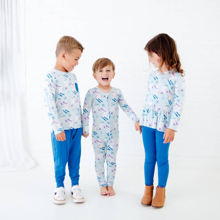 Dreamiere - Wholesale Top & Pant Set - Kids - Bearly Skating By Winter Polar Bears Long Sleeve Girl's Bamboo Twirler Top And Pants Set