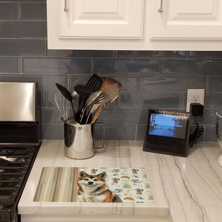 Sesame Akita Coffee Bar Cutting Board WDK7271 for wholesale by Caroline's Treasures