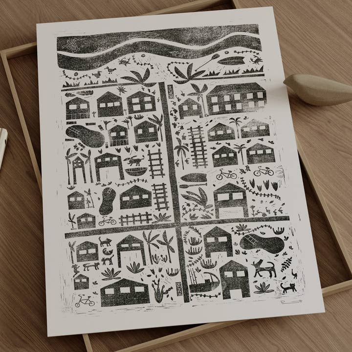 Valerie Perreault Studio - Wholesale Art Print - "Beach Road" - Linocut Fine Art Print 12