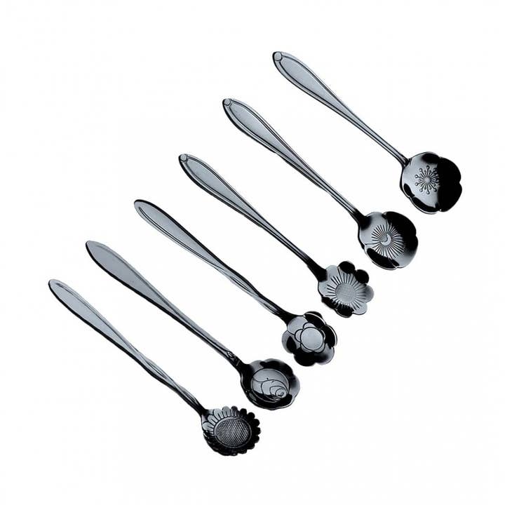 Dessertskedar med blandade svarta blommor - set om 6 för wholesale av AULICA