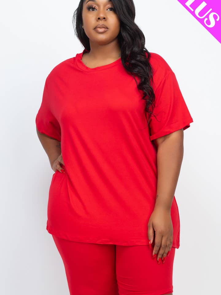 CAPELLA APPAREL - Wholesale Lounge Set - Women's - Plus Size Loose Fit Top & Bike Shorts Set