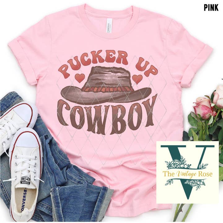 Pucker Up Cowboy Graphic Tee for wholesale by The Vintage Rose