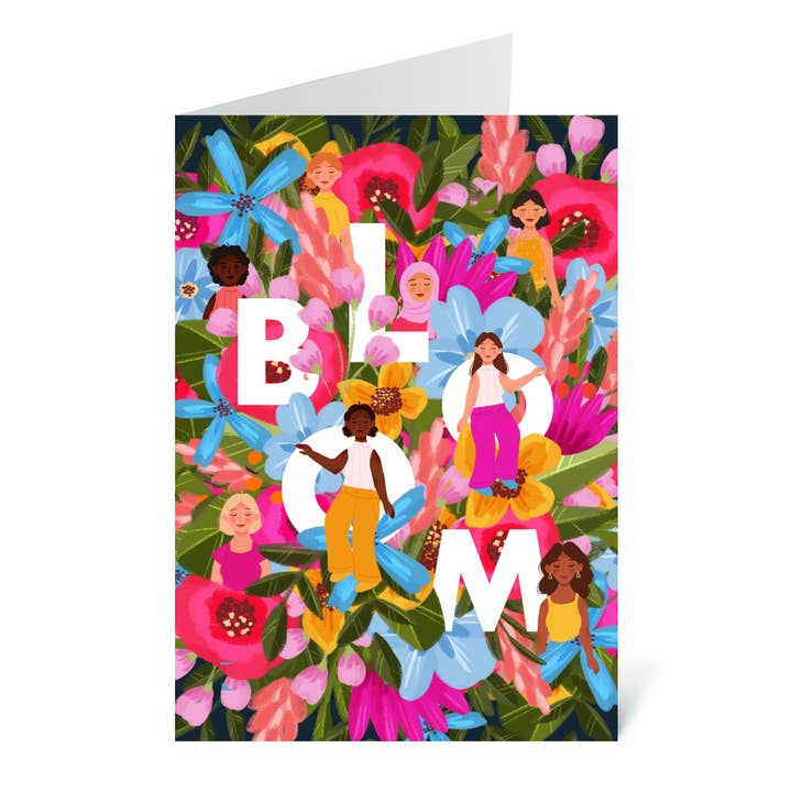 'Bloom' Blank Floral Greetings Card for wholesale by Flourish Paperworks