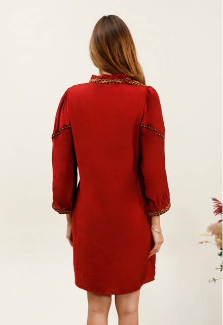 MOOYA – wholesale Klänning - Dam – Kort flytande klänning med broderidetaljer - MY063