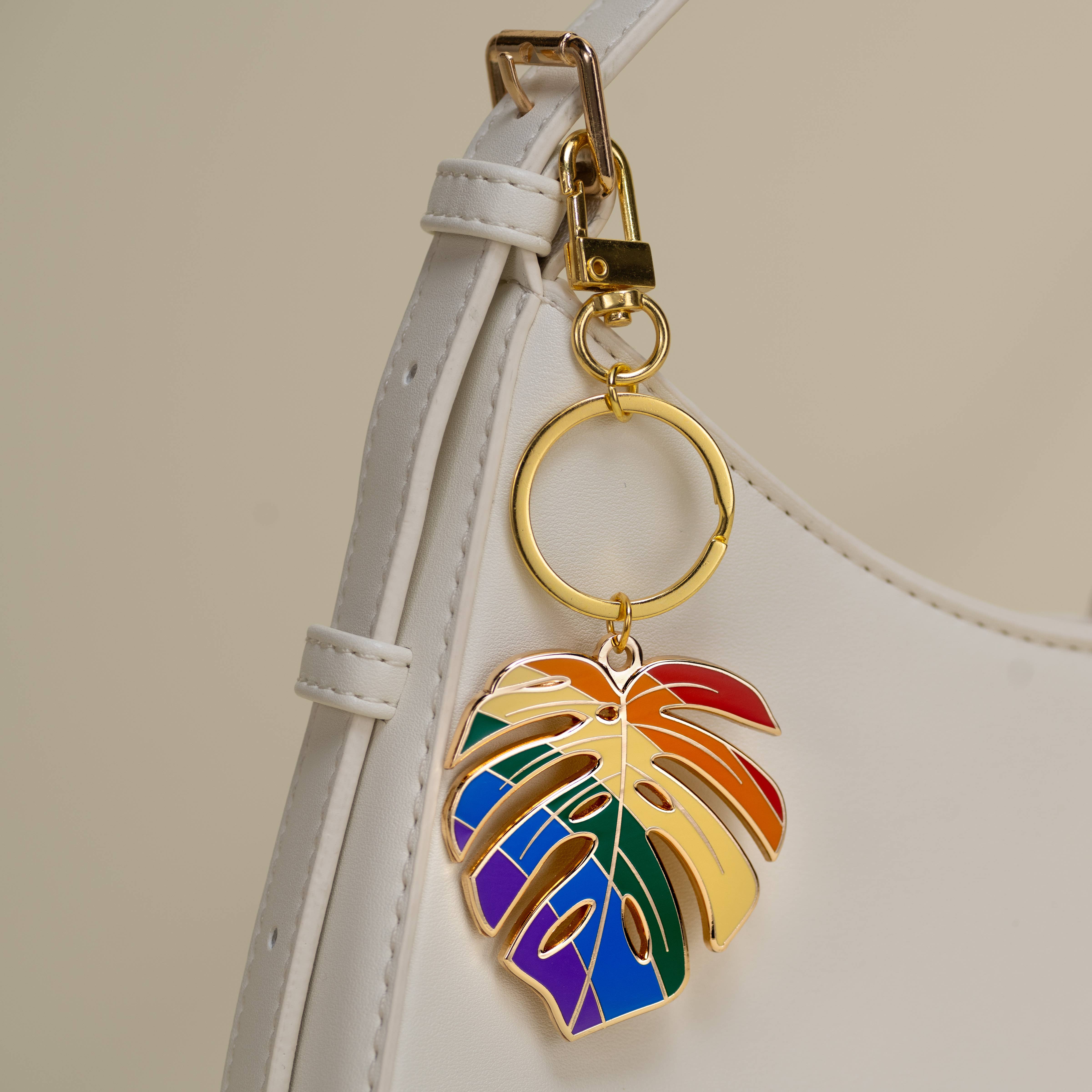 Happily Plants - Wholesale Keychain - Women's - Monstera Keychain & Bag Charm, Pride Rainbow Stocking Gifts1