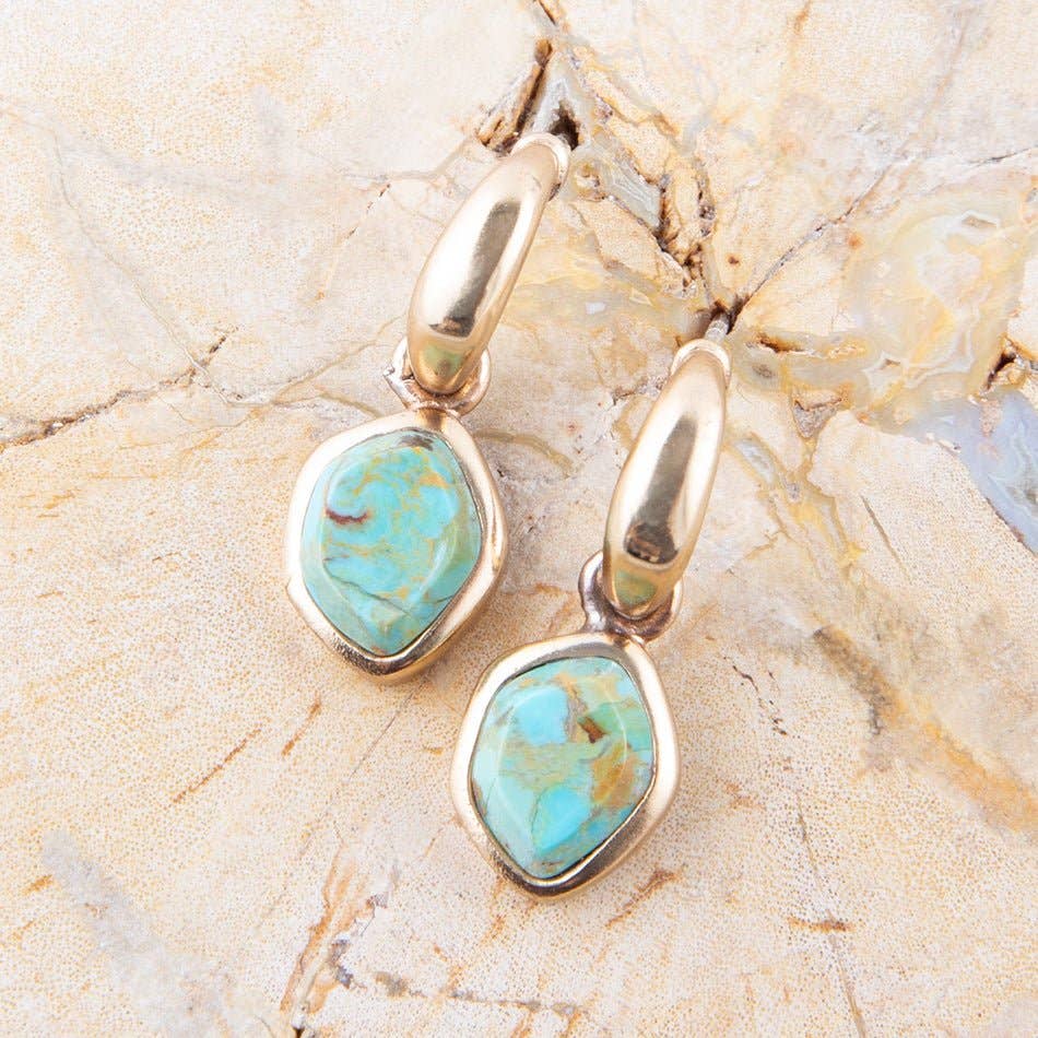 Barse Jewelry - Wholesale Dangle Earrings - Turquoise and Bronze Half Hoop Earrings1