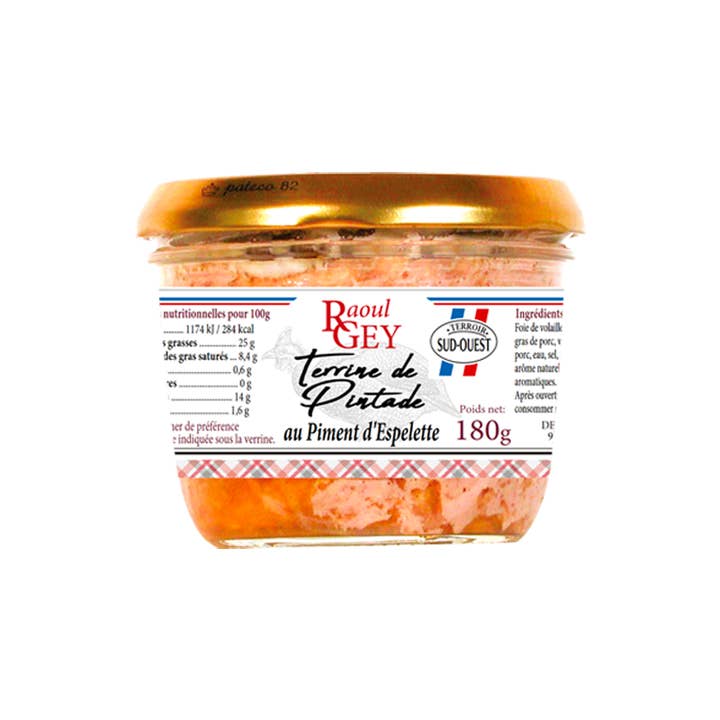 Maison RGEY - Wholesale Preserves - Guinea Fowl and Spelette Pepper Terrine 180g -Raoul Gey - 58065
