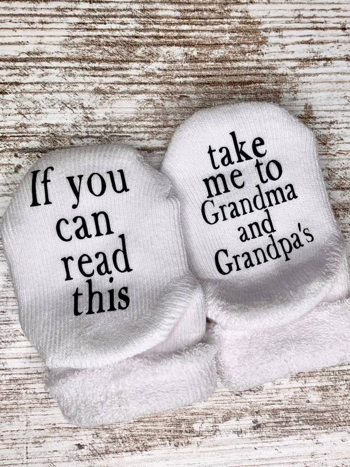 Take Me to Grandma and Grandpas Baby Socks | Grandparents and other Purchase Wholesale sock it to me socks. Free Returns & Net 60 Terms on Faire trending on Faire.