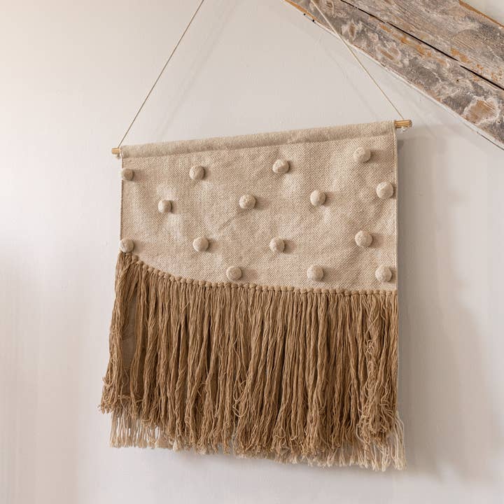 SALE - Adele Woven Poms and Fringe Wall Decor Cotton for wholesale by Foreside Home & Garden