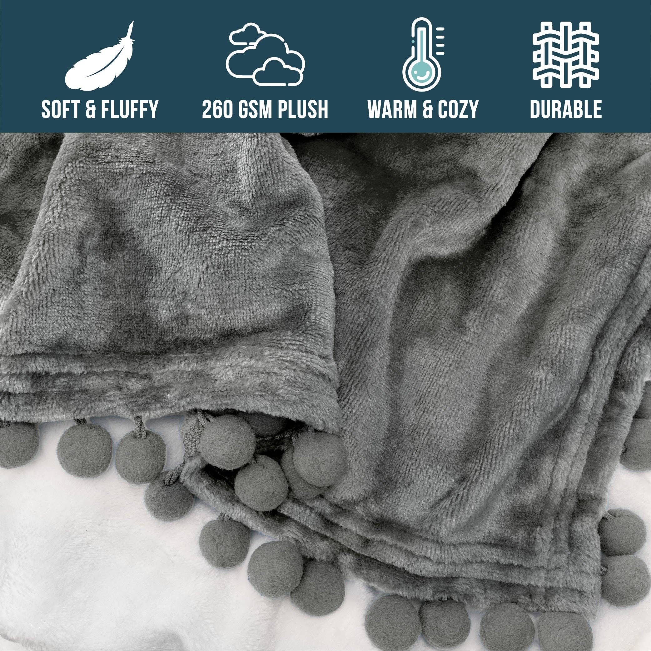 Pavilia – wholesale Prydnadsfilt – Filt med pompom-fransar111