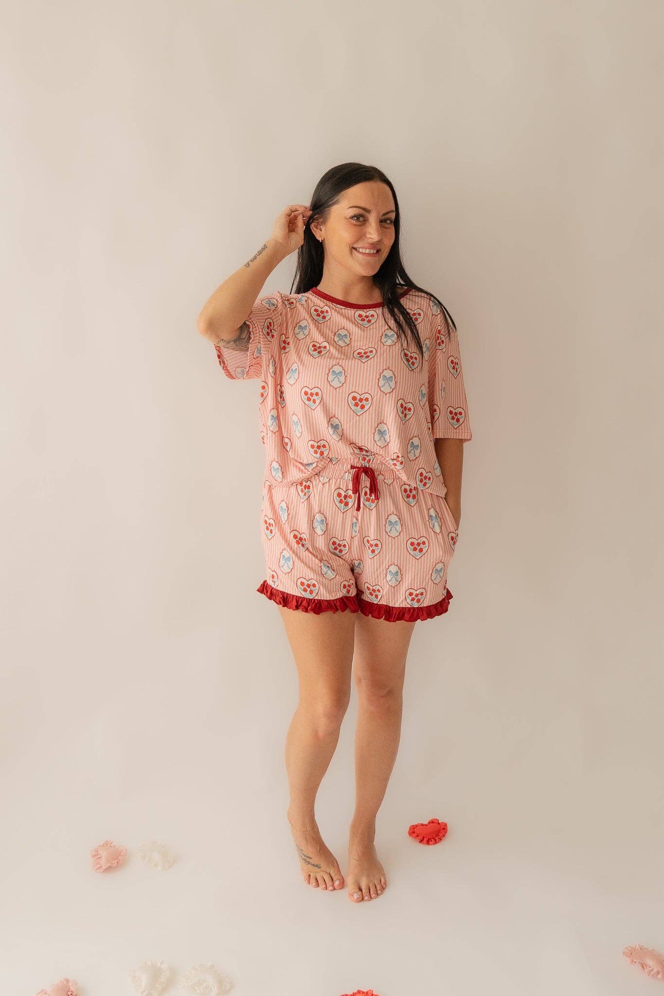 Annie Bean & Co - Wholesale Lounge Set - Women's - Rose & Bow Valentine | Adult Women's Bamboo