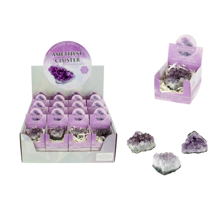 Cubby House by Malmar - Wholesale Spiritual stone/crystal - 4-6cm Amethyst Cluster in Gift Box