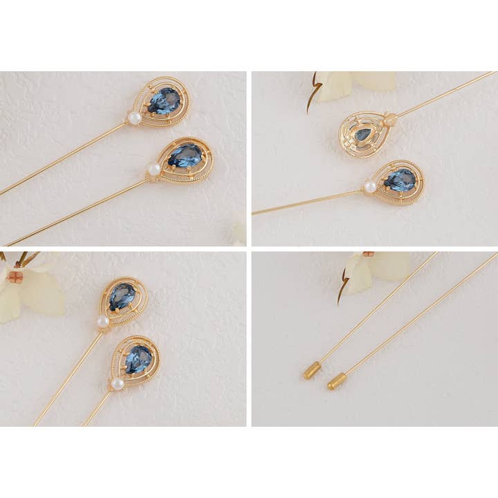 AK Brand - Wholesale Hat Accessory - Women's - Antique Vintage Hat Pin Classic Long Handle Geometric Hatpin22