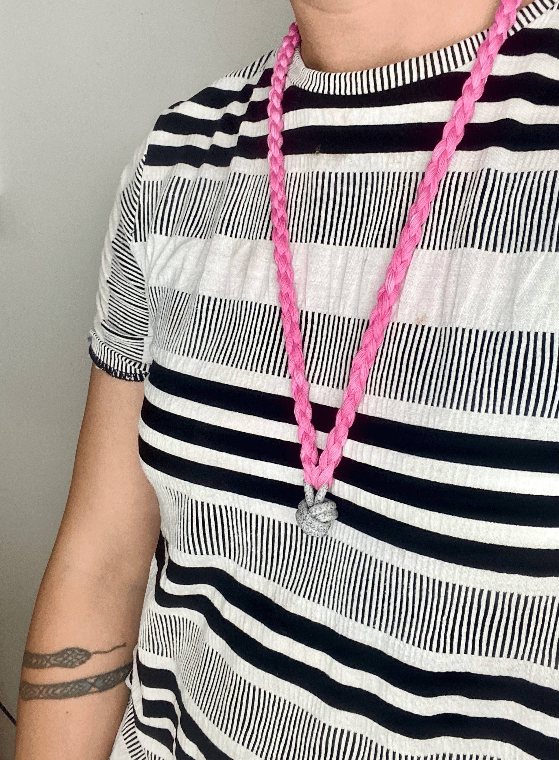 Barrow PDX - Wholesale Woven Necklace - Mini Knot Necklace - Neon Pink1