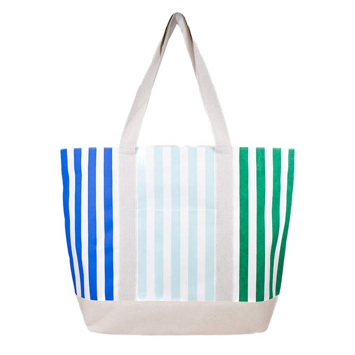 Megan Tote White/Blue/Emerald 22.5x16.5x6 for wholesale by The Royal Standard