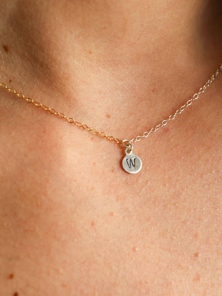 Mixed Metal Initial Charm Necklace for wholesale by The Raw Creative