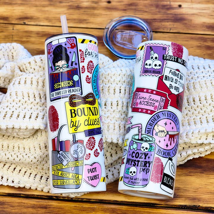 Tumbler - Thriller Collage Reader for wholesale by Be Kind Booktique