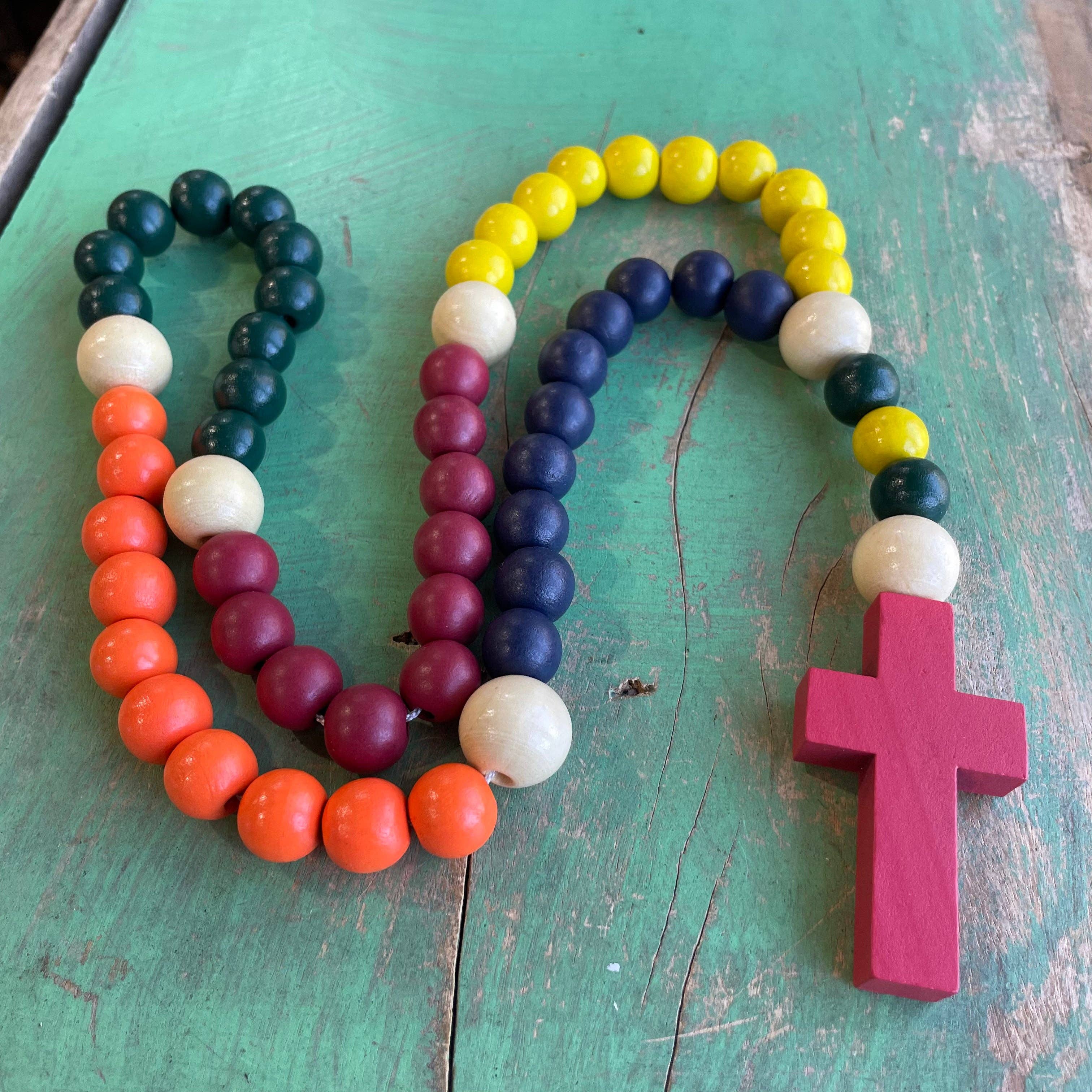 Love and Honor Jesus LLC - Wholesale Prayer Beads Necklace - Big Wooden Bead Rosary1