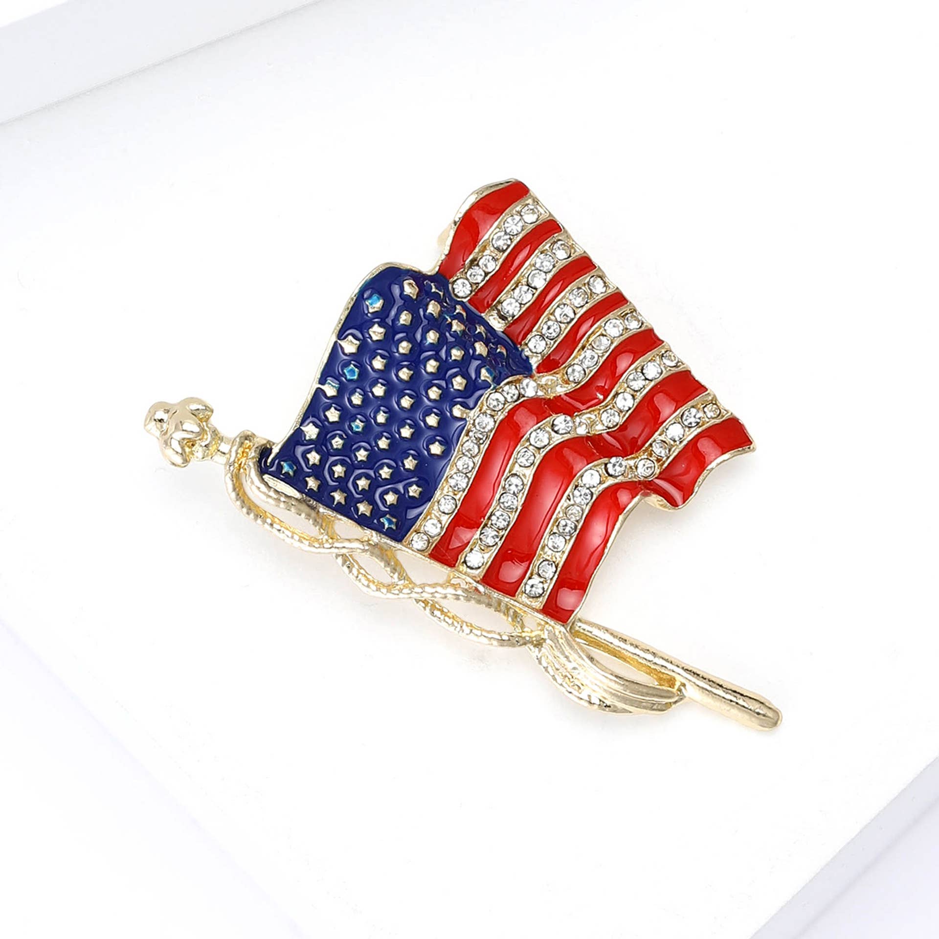 Tourtiwi - Wholesale Brooch - Alloy Enamel Rhinestone American Flag Brooch4