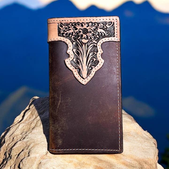 Western Linens – wholesale Wallet - Men’s – Brown Cowboy tooled leather men’s wallet 0