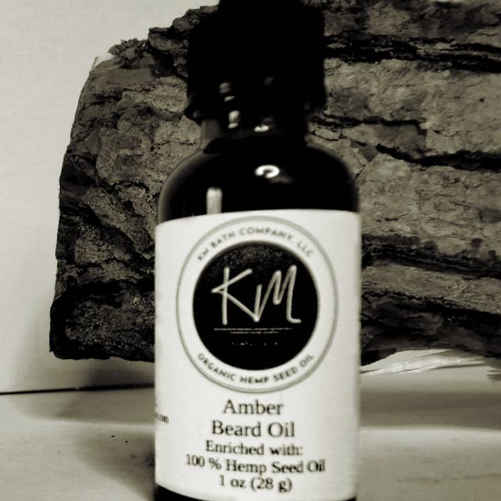 Black Amber Beard Oil for wholesale by KM Bath Company LLC