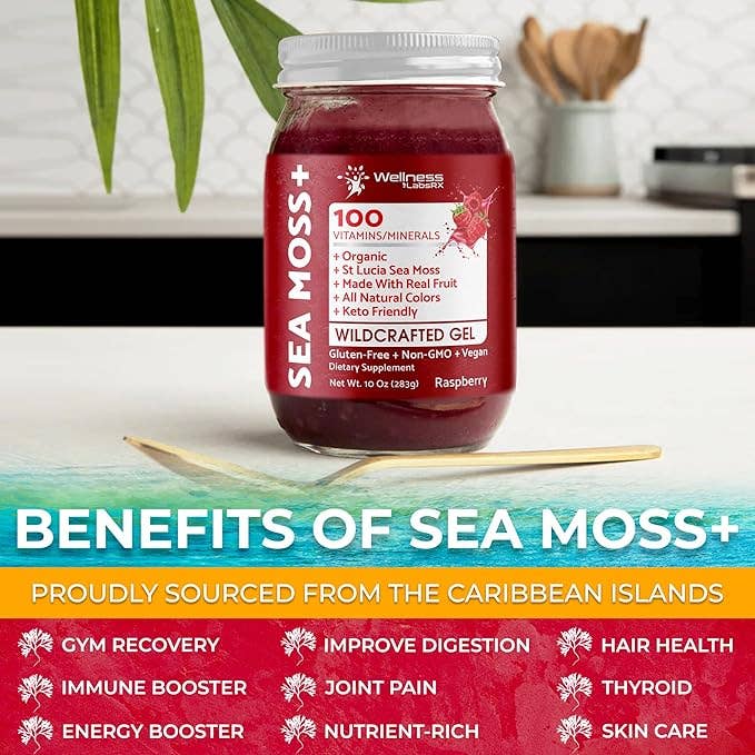 Health & Wellness Associates Inc. - Wholesale Oral Supplement/Vitamin - Organic Wildcrafted Sea Moss Gel All Natural Raspberry Flavor – 10 oz3
