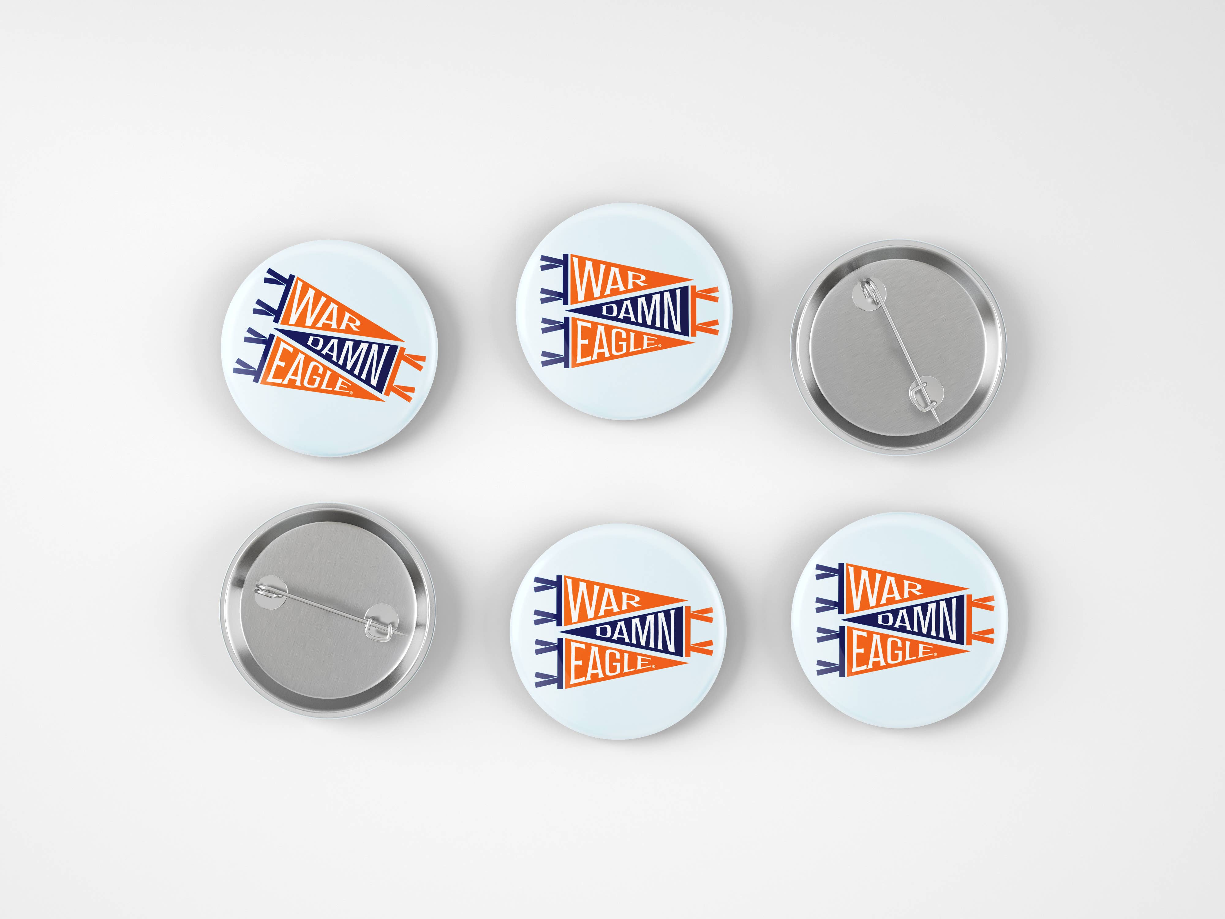 Cute As A Button - Wholesale Lapel Pin/Button - Auburn War Damn Eagle Pennant Flags Button1