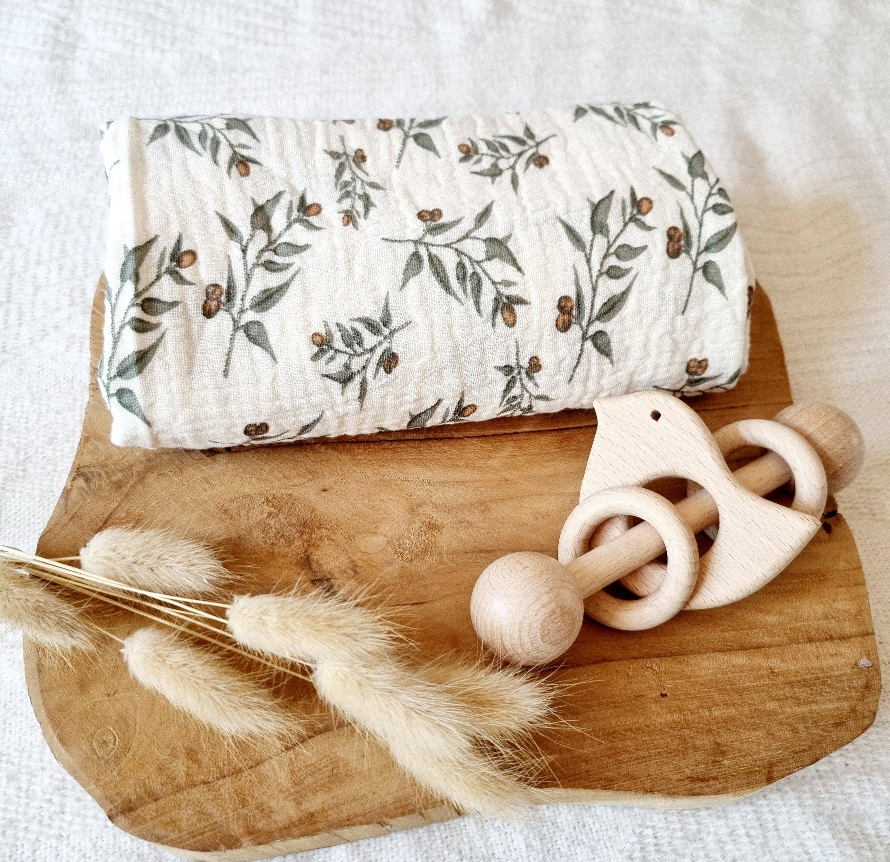 Rammelaartje - Wholesale Swaddle - Baby - Muslin cloth 60x80cm - Floral Beige