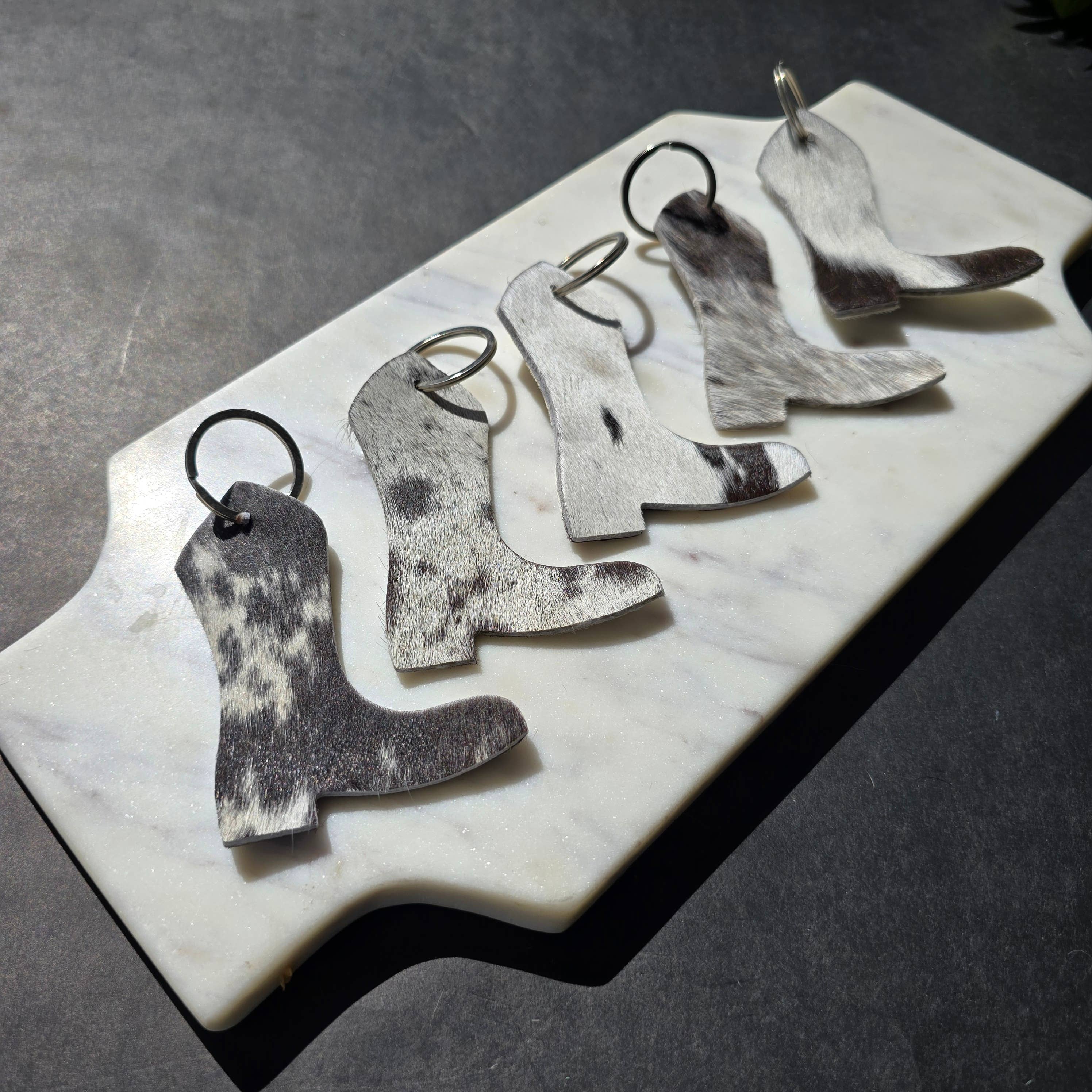 Ranchers Closet - Wholesale Keychain - Women's - 10 pcs. Genuine Cowhide Boot Keychain – Handmade Hair-On1