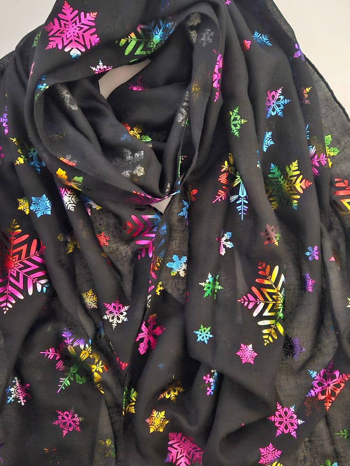 Rainbow Snowflake Scarf - Festive Winter Scarf for wholesale by Shimena