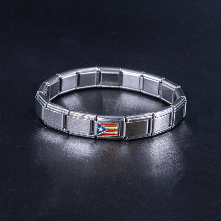 Natalia - Wholesale Individual Charm/Pendant - Italian Charms - Puerto Rico Flag, 9mm Enamel Bracelet Links