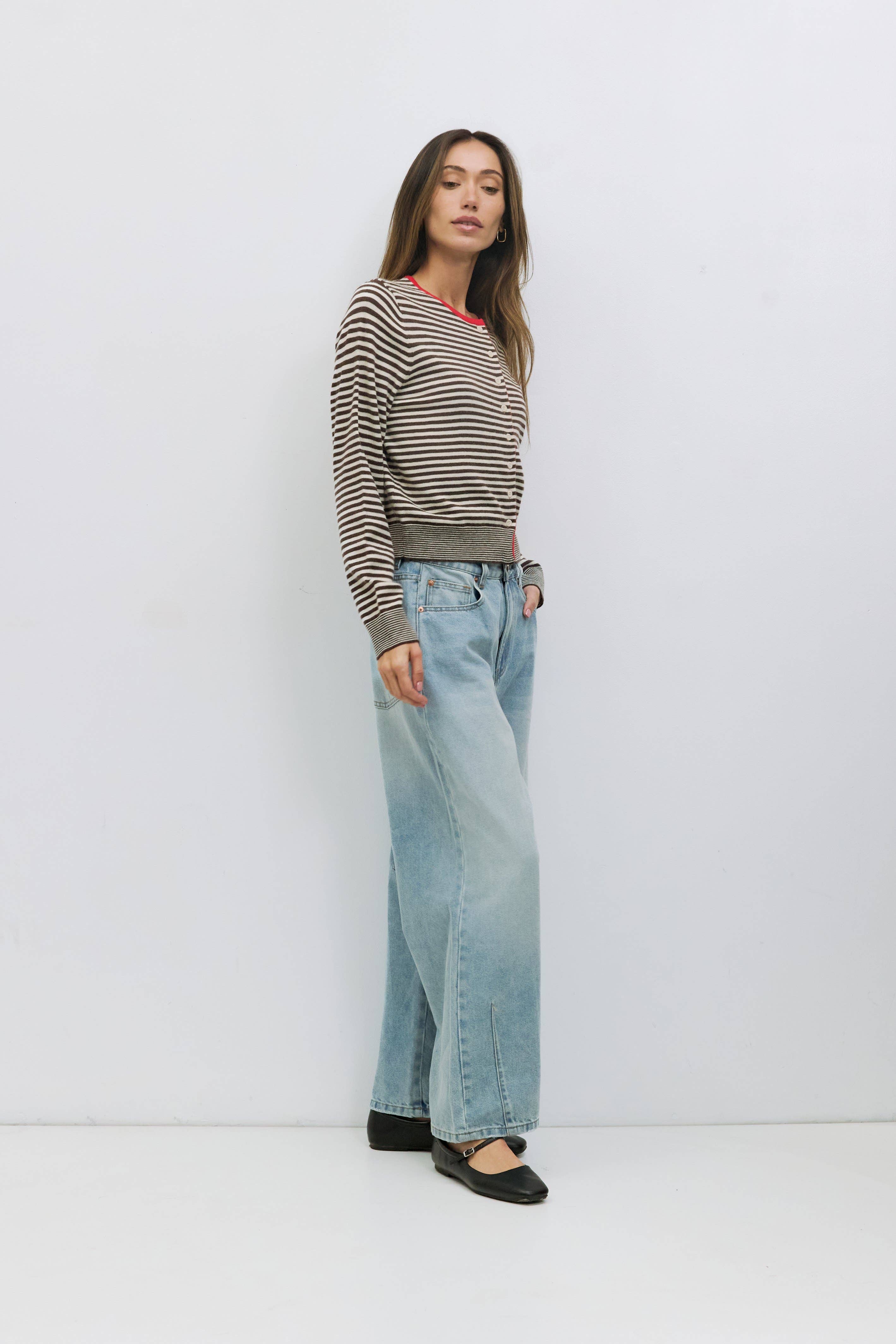 MOD REF - Wholesale Cardigan - Women's - The Montana Cardigan | Striped Button-Down Cardigan30