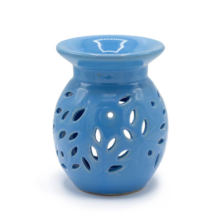 Ancient Wisdom - Wholesale Oil Warmer - Floral Oil Burner - Blue