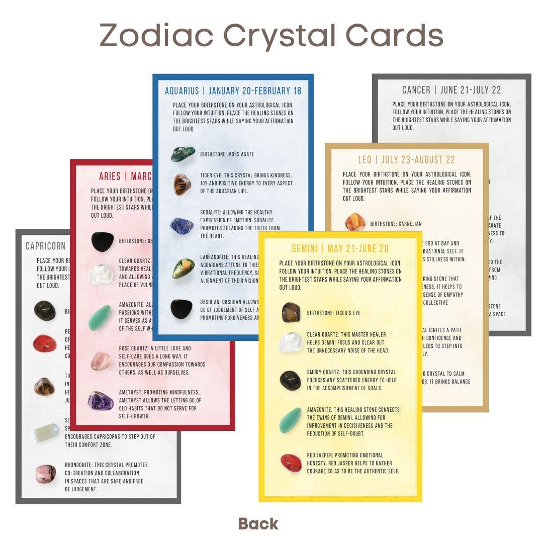 The 7 Directions - Wholesale Tarot Cards - Zodiac Birthstone Crystal grid info card - 10 cards3