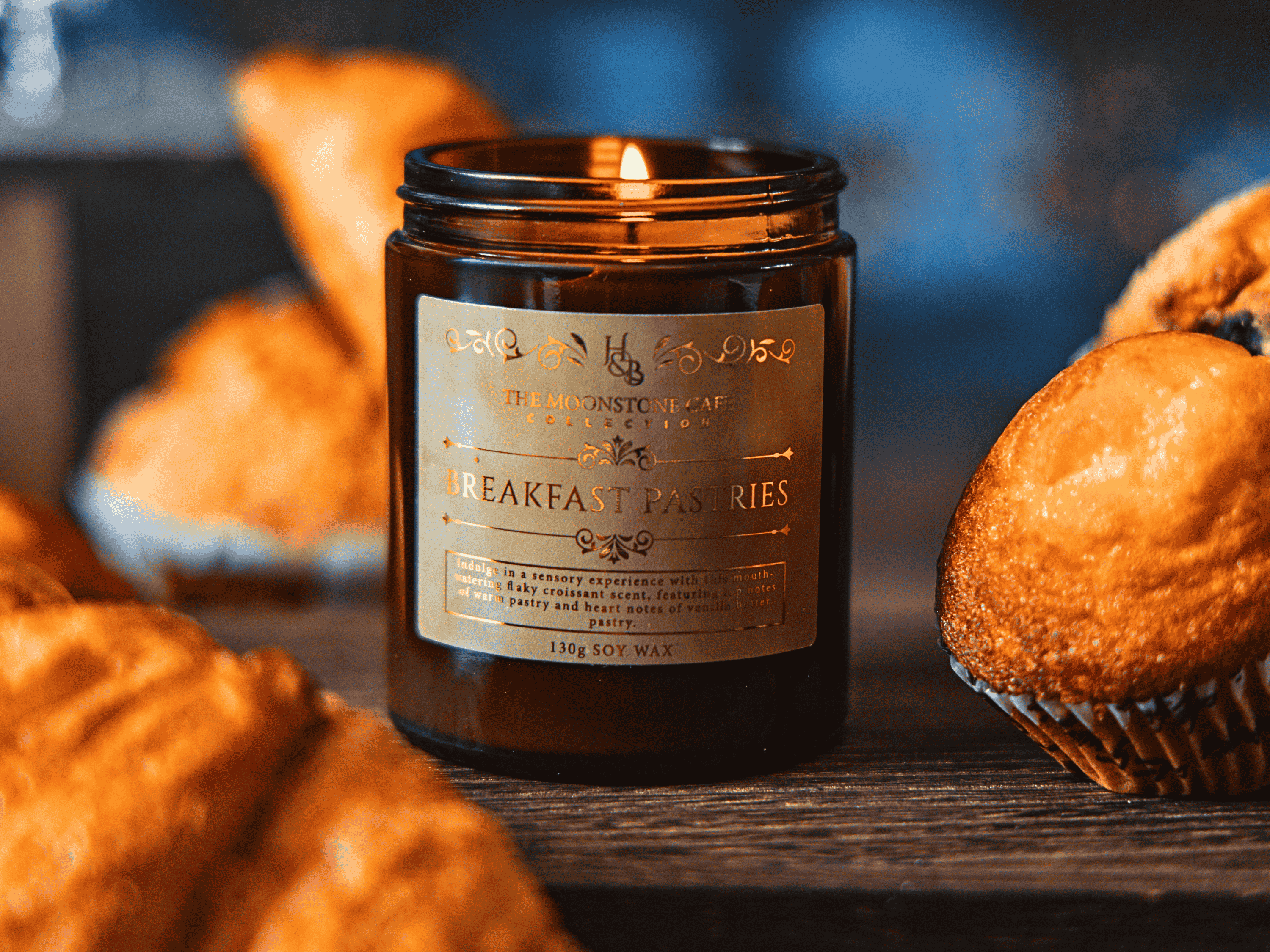 Hex & Boon – wholesale Jar/filled candle – Breakfast Pastries Scented Soy Candle 130g0