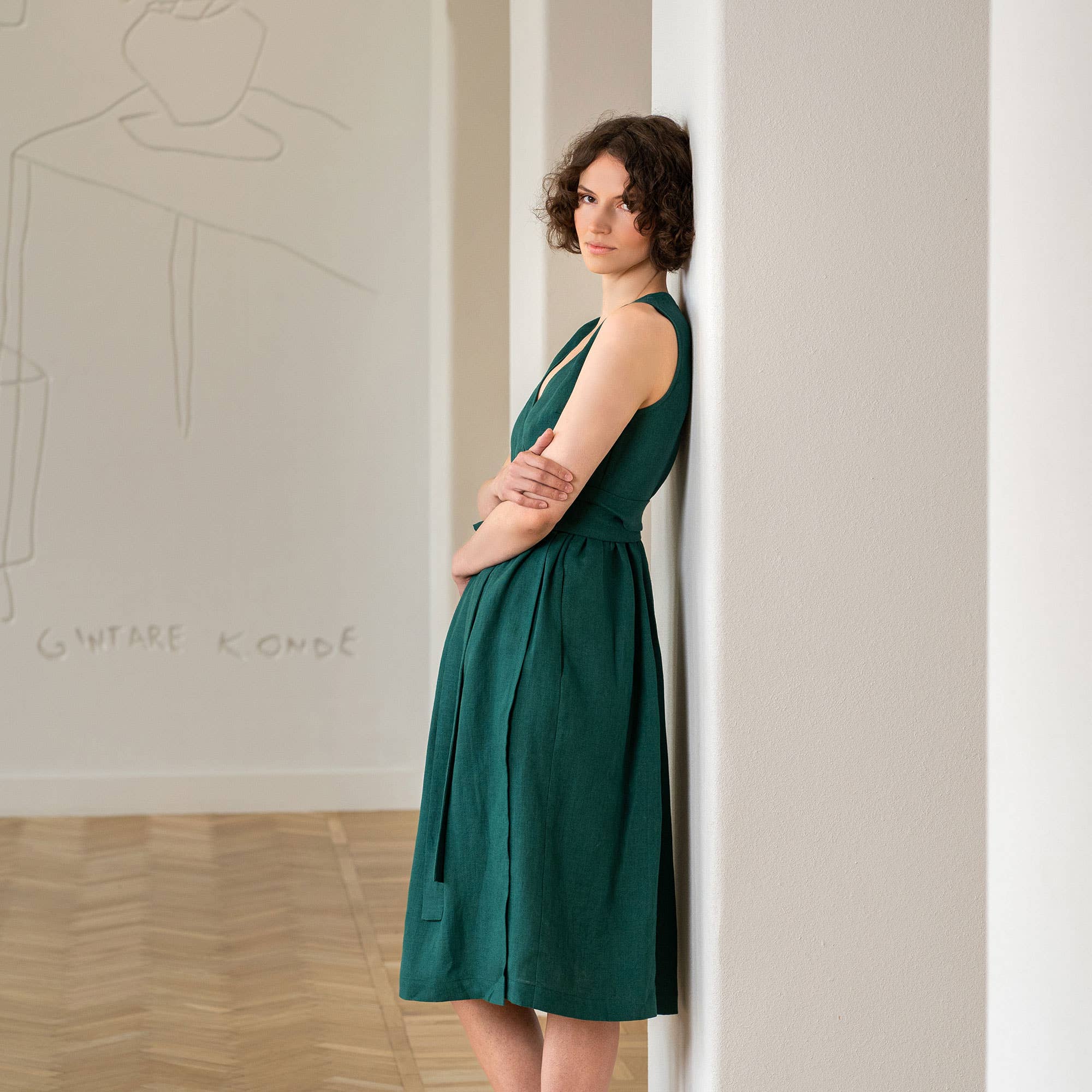 menique - Wholesale Dress - Women's - Summer Linen Smock Dress Macie - Elegant Linen Wrap Dress13