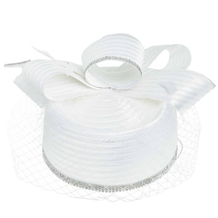 anbfashion - Wholesale Fascinator Hat - Women's - Ribbon Metallic Dressy Netted Pill Box Braid Hat 2773