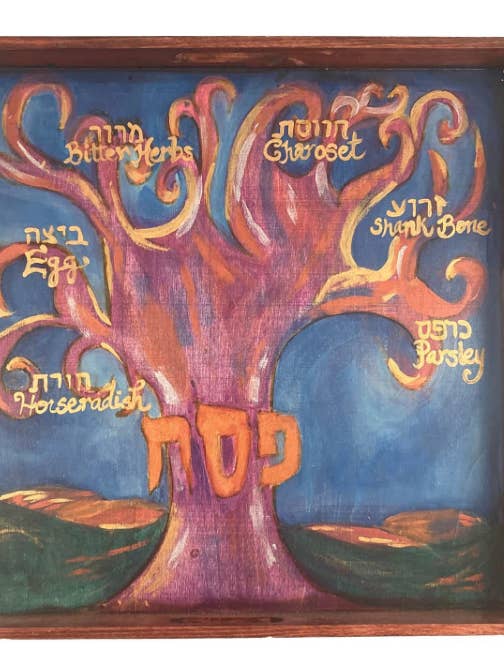 Plato de Seder de Pésaj pintado a mano Árbol de la Vida para venta al por mayor de Eclectic Judaica