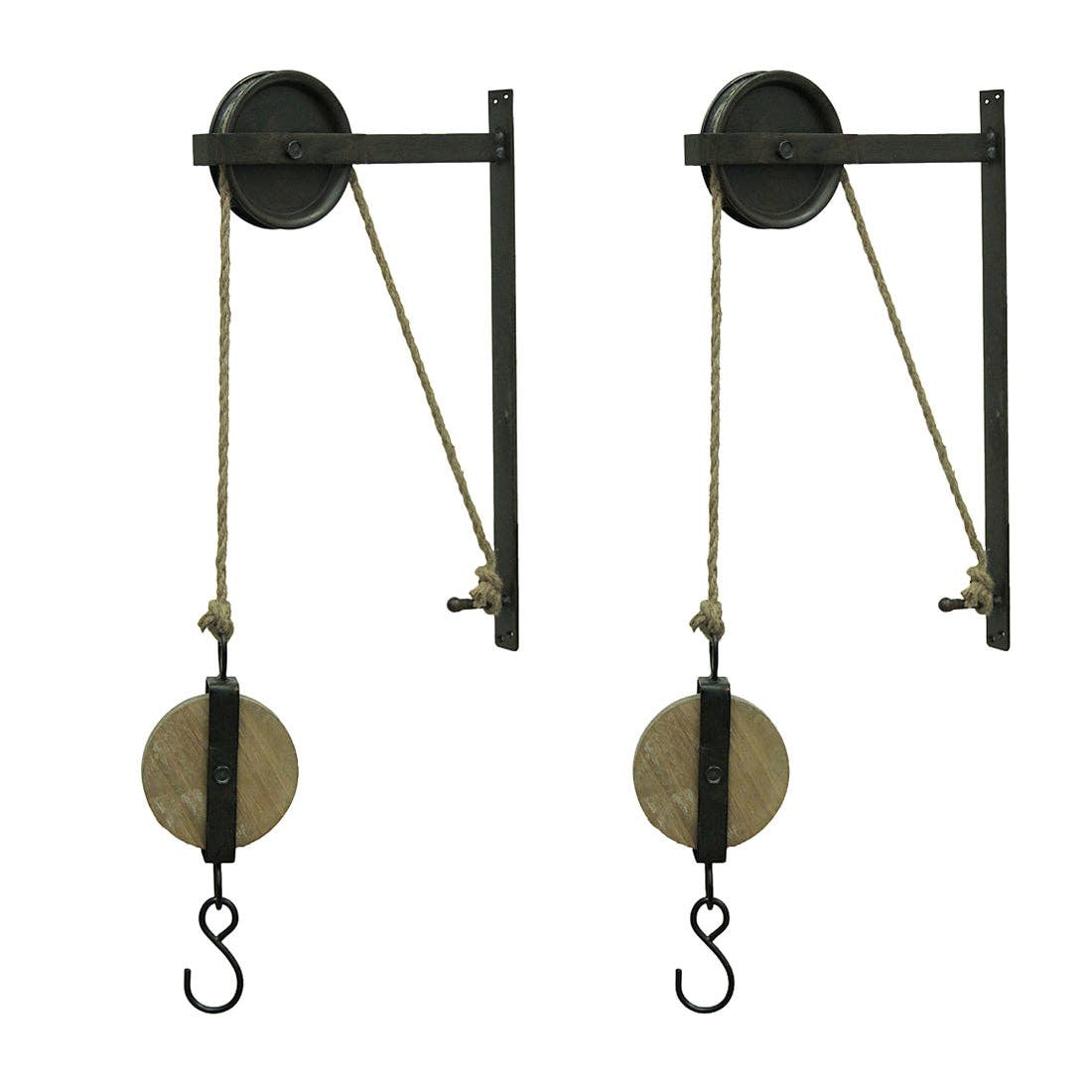 Zeckos - Wholesale Hanging Planter - Metal and Wood Pulley and Hook Plant Hanger4