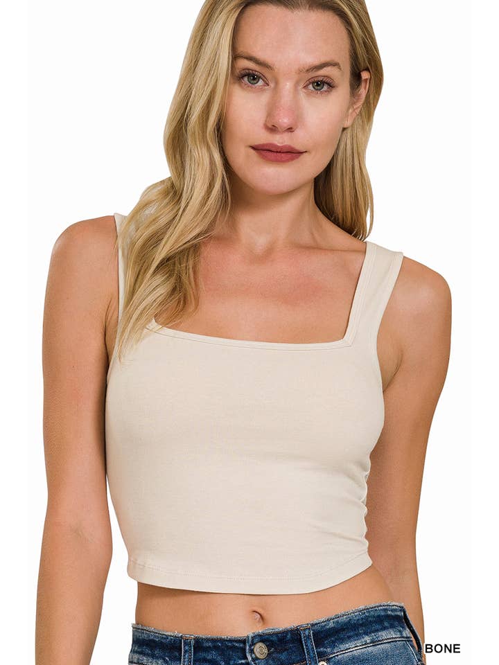 42POPS - Venta al por mayor Camisola - Mujer - Top corto de algodón con escote cuadrado10