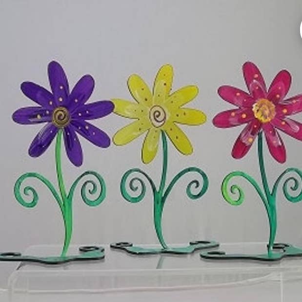 Hand Painted Flower Sculpture - large - Photo Holder for wholesale by Octopus Adventure by Rebecca Duffy Bush