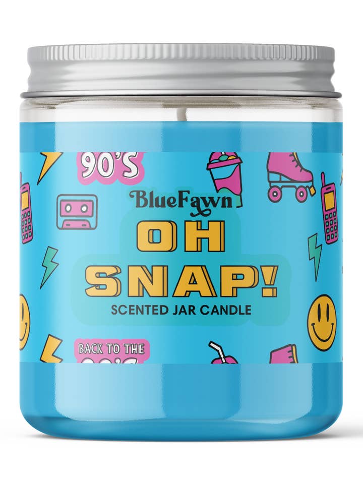 Oh Snap! - Sandalwood/Vanilla/Lavender 90s Scented Candle for wholesale by Blue Fawn Candle Company