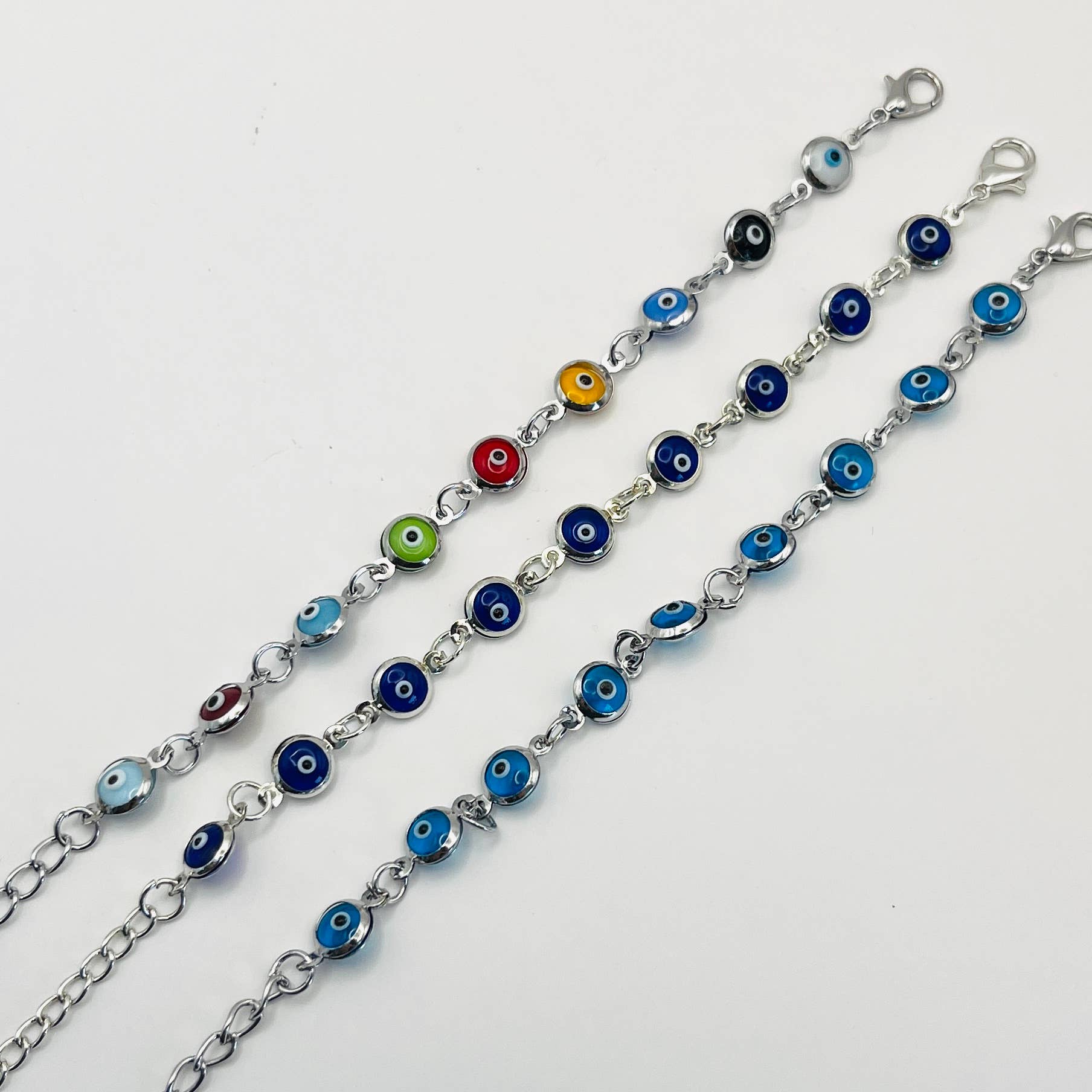 Loli - Wholesale Link & Chain Bracelet - Lux Crystal Chain Evil Eye Bracelet - Silver - Gold Color4