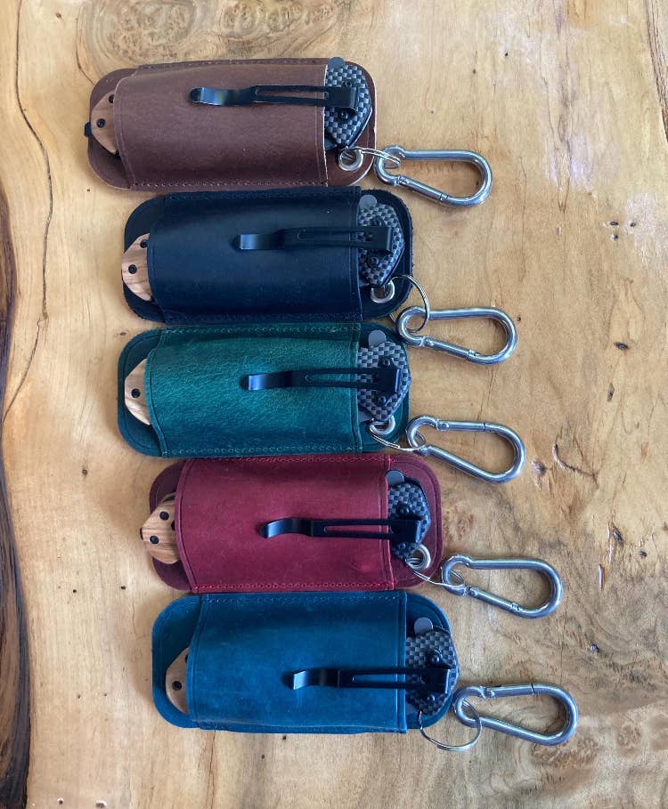 Quail Tail Laser Art - Wholesale Pocket Knife/Holder - Knife Sheath with Carabiner6