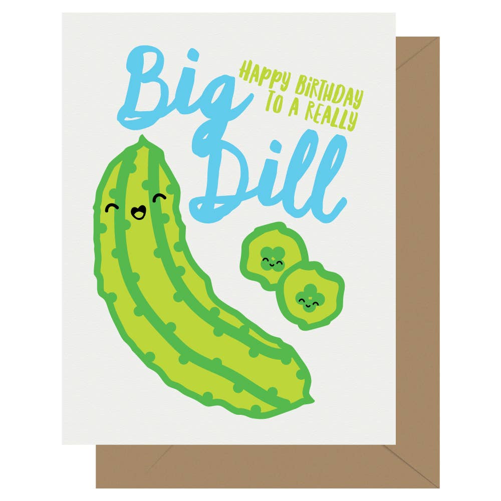 Letterpress Jess - Wholesale Birthday Card - Cutie Kawaii Big Dill Pickle Letterpress Birthday Card0