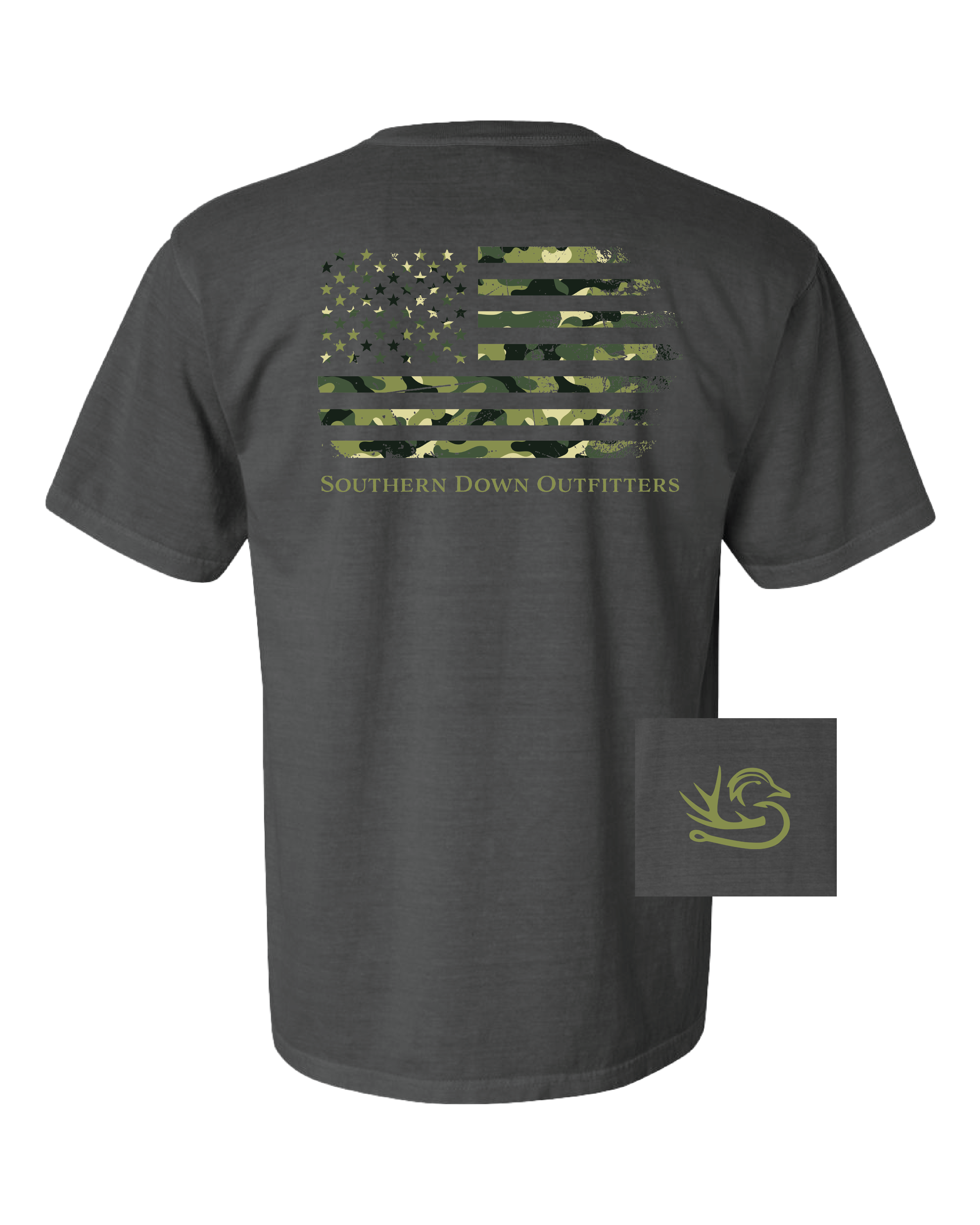 Southern Down Outfitters - Wholesale Screen Printed T-Shirt - Men's - Camo Flag Tee1