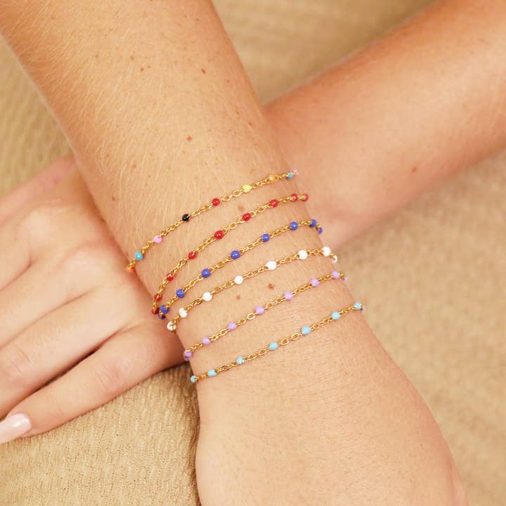WJW - Wholesale Craft Supplies - 18K Gold PVD Stainless Steel Beaded Chain - By The Foot / SPL1015