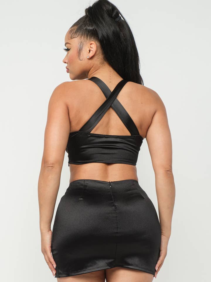 Julia by LoveJ - Wholesale Top & Skirt Set - Women's - Open Front Wire Detail Top And Skirt Set15